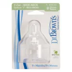 Dr Brown's Θηλές σετ των 2 y-cut φαρδύς λαιμός χυμούς αλεσμένη τροφή 362 - Θηλές στο Pharmakeio Online