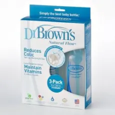 Dr.Brown's Διάφανο πλαστικό μπουκάλι 250ml με στενό λαιμό με σύστημα φυσικής ροής και θηλή από διάφανη σιλικόνη 3 τμχ 280 - Μπιμπερό στο Pharmakeio Online