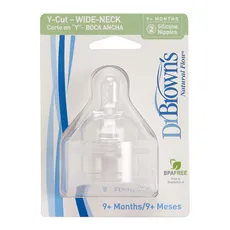 Dr Brown's Θηλές σετ των 2 y-cut φαρδύς λαιμός χυμούς αλεσμένη τροφή 362 - Θηλές στο Pharmakeio Online