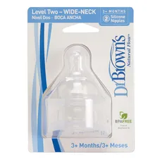 Dr Brown's Θηλές σετ των 2 επίπεδο 2 φαρδύς λαιμός 3-6 μηνών 372 - Θηλές στο Pharmakeio Online