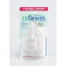 Dr. Brown's Natural flow 352 Level One, Θηλές σιλικόνης για φαρδύ μπιμπερό κατάλληλες για νεογέννητα 2 τεμάχια - Μπιμπερό στο Pharmakeio Online