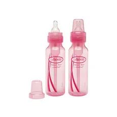 Dr. Brown's Natural Flow 211 Χρώμα Ροζ, Πλαστικό μπιμπερό με Στενό Λαιμό & Φυσική ροή για τη μείωση των κολικών, της ερυγής (παλινδρόμηση) ή του τυμπανισμού, 2 τμχ, 2x250ml - Μπιμπερό στο Pharmakeio Online