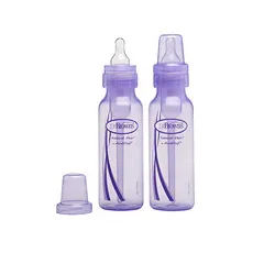 Dr. Brown's Natural Flow 213 Χρώμα Μωβ, Πλαστικό μπιμπερό με Στενό Λαιμό & Φυσική ροή για τη μείωση των κολικών, της ερυγής (παλινδρόμηση) ή του τυμπανισμού, 2 τμχ, 2x250ml - Μπιμπερό στο Pharmakeio Online