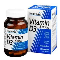 Health aid Vitamin D3 5000IU 30 caps - Βιταμίνη D στο Pharmakeio Online