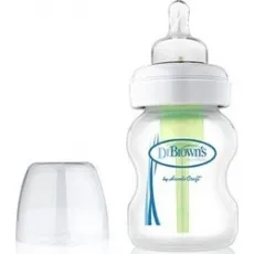 DR BROWN'S OPTIONS ΠΛΑΣΤΙΚΟ ΜΠΙΜΠΕΡΟ ΜΕ ΦΑΡΔΥ ΛΑΙΜΟ ΚΑΙ ΘΗΛΗ ΣΙΛΙΚΟΝΗΣ  150 ML WB 51005 - Μπιμπερό στο Pharmakeio Online