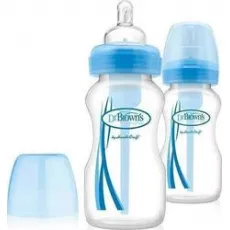 DR BROWN'S OPTIONS ΠΛΑΣΤΙΚΟ ΜΠΙΜΠΕΡΟ ΜΕ ΦΑΡΔΥ ΛΑΙΜΟ ΚΑΙ ΘΗΛΗ ΣΙΛΙΚΟΝΗΣ ΜΠΛΕ ΧΡΩΜΑ 2X270 ML  2 TMX WB92405 - Μπιμπερό στο Pharmakeio Online