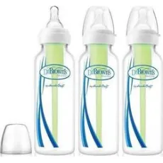 DR BROWN'S OPTIONS ΠΛΑΣΤΙΚΟ ΜΠΙΜΠΕΡΟ ΜΕ ΣΤΕΝΟ ΛΑΙΜΟ ΚΑΙ ΘΗΛΗ ΣΙΛΙΚΟΝΗΣ 83005 3X250 ML - Μπιμπερό στο Pharmakeio Online