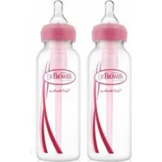 DR BROWN'S OPTIONS ΠΛΑΣΤΙΚΟ ΜΠΙΜΠΕΡΟ ΜΕ ΣΤΕΝΟ ΛΑΙΜΟ ΘΗΛΗ ΣΙΛΙΚΟΝΗΣ ΡΟΖ 2-250 ML 82405 - Μπιμπερό στο Pharmakeio Online