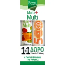 Power Health Multi + Multi με Στέβια 24 αναβράζοντα δισκία + Vitamin C 500mg Πορτοκάλι 20 αναβράζοντα δισκία - Πολυβιταμίνες στο Pharmakeio Online