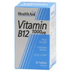 Health Aid Vitamin B12 (Cyanocobalamin) 1000ug Prolonged Release 50caps - Βιταμίνη Β στο Pharmakeio Online