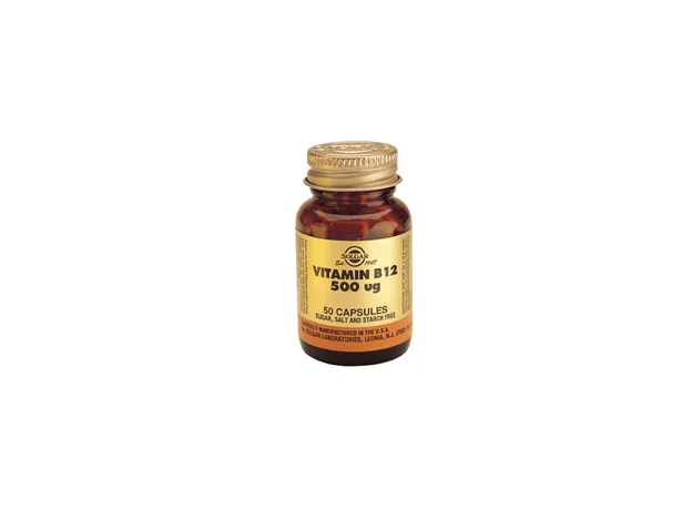 Vitamin B12 500 mcg 50 caps Solgar - Βιταμίνη Β στο Pharmakeio Online