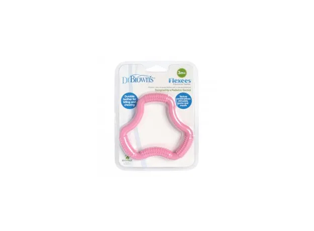 Dr. Brown's Flexees 101, Κρίκος οδοντοφυΐας χρώματος ροζ κατάλληλο για βρέφη 3m+ 1 τεμάχιο - Κρίκοι οδοντοφυίας στο Pharmakeio Online