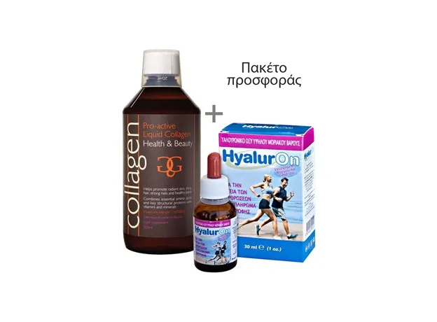 ABC KINITRON Πακέτο HyalurOn 30ml & Collagen Pro-Active Φράουλα ή λεμόνι 500ml - ΕΚΠΤΩΣΕΙΣ 20%- 30% στο Pharmakeio Online