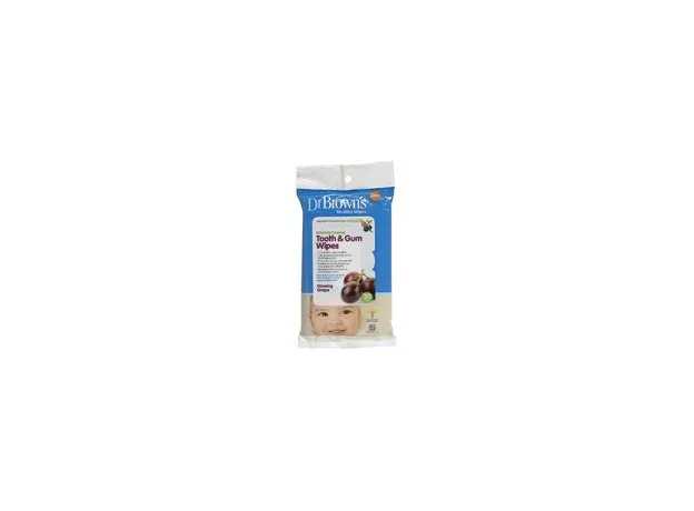 Dr. Brown's Tooth & Gum Wipes, Μωρομάντηλα δοντιών και ούλων, 0 μηνών +, 30 τεμ.001 - Οδοντόπαστες στο Pharmakeio Online