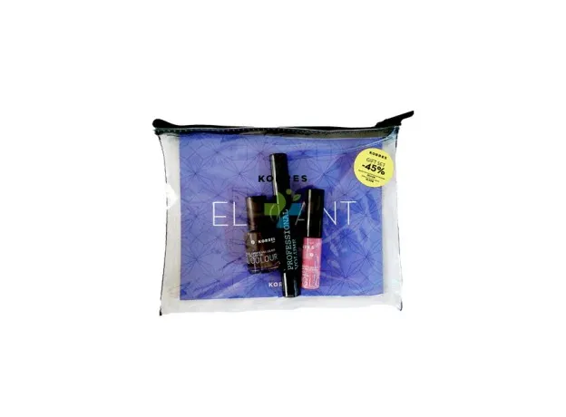 Korres "Beauty in a Bag" Elegant gift set - Σετ με ΜΑΣΚΑΡΑ Black Volcanic Minerals 01 Black, 8ml / Cherry LIPGLOSS Νο.23 Light Purple, 6ml / ΒΕΡΝΙΚΙ ΝΥΧΙΩΝ No.95 Grey Brown 10ml Σετ με 3 προϊόντα KORRES μέσα σε πρακτικό τσαντάκι για τα καλλυντικά σας. - Κραγιόν-lipgloss στο Pharmakeio Online