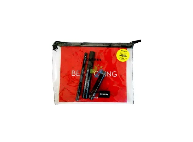 Korres "Beauty in a Bag" Bewitching gift set - Σετ με ΜΑΣΚΑΡΑ Black Volcanic Minerals 01 Black, 8ml / Professional Khol EYELINER 01 Black, 11.4g / Guava LIPSTICK No.58 Wine Red, 1.8ml & ΞΥΣΤΡΑ Μολυβιών Σετ με 3 προϊόντα KORRES μέσα σε πρακτικό τσαντάκι γι - Μάσκαρα στο Pharmakeio Online