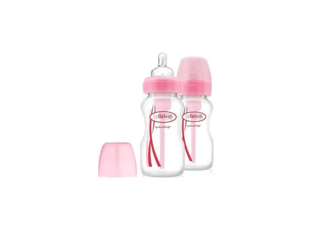 DR BROWN'S OPTIONS ΠΛΑΣΤΙΚΟ ΜΠΙΜΠΕΡΟ ΜΕ ΦΑΡΔΥ ΛΑΙΜΟ ΡΟΖ 2-270 ML 2 TMX WB 92305 - Μπιμπερό στο Pharmakeio Online