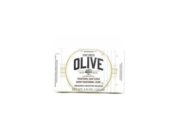 Korres Pure Greek Olive Tradional Soap Cedar Παραδοσιακό Πράσινο Σαπούνι με Άρωμα Κέδρου, 125gr - Super προσφορές! στο Pharmakeio Online