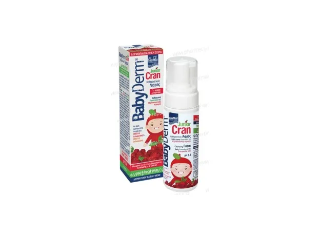 Intermed BabyDerm Junior Cran - Καθαριστικός Αφρός για την Προστασία της Μηρογεννητικής Περιοχής για Κορίτσια & Αγόρια από 0 έως 6 ετών, με εκχύλισμα Cranberry, pH 5.0, 150 ml - Καθαρισμός στο Pharmakeio Online