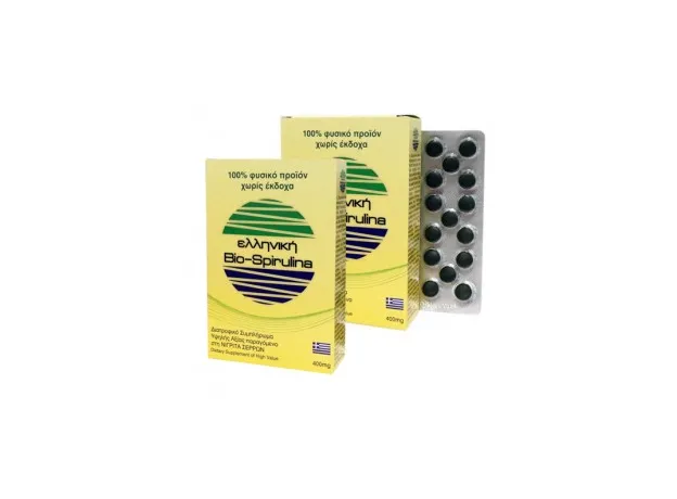 Δύο κουτιά Bio-spirulina Ελληνική σπιρουλίνα Νιγρίτας Σερρών, 400mg, 120tabs - ΣΠΙΡΟΥΛΙΝΑ στο Pharmakeio Online