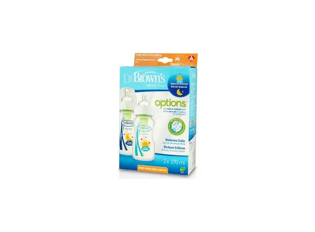 DR.BROWN'S ΜΠΙΜΠΕΡΟ ΠΛΑΣΤΙΚΟ ΜΕ ΦΑΡΔΥ ΛΑΙΜΟ ΚΑΙ ΘΗΛΗ ΣΙΛΙΚΟΝΗΣ "ΚΑΛΗΜΕΡΑ-ΚΑΛΗΝΥΧΤΑ" 270ml - ΣΠΕΣΙΑΛ ΕΚΔΟΣΗ 2 ΤΕΜΑΧΙΩΝ (WB 9208) - Μπιμπερό στο Pharmakeio Online