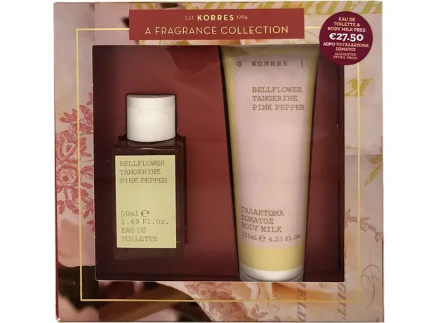 Korres Promo A Fragrance Collection For Her Eau De Toilette Bellflower Tangerine Pink Pepper Γυναικείo Άρωμα & Δώρο Body Milk Γαλάκτωμα Σώματος 125ml - Αρώματα στο Pharmakeio Online