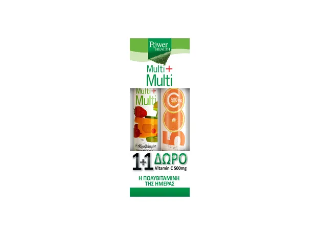 Power Health Multi + Multi με Στέβια 24 αναβράζοντα δισκία + Vitamin C 500mg Πορτοκάλι 20 αναβράζοντα δισκία - Πολυβιταμίνες στο Pharmakeio Online