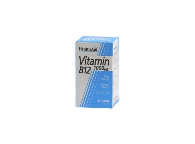 Health Aid Vitamin B12 (Cyanocobalamin) 1000ug Prolonged Release 50caps - Βιταμίνη Β στο Pharmakeio Online