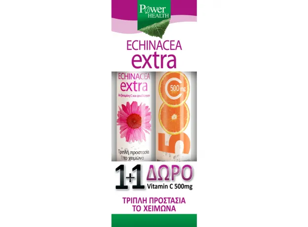 POWER HEALTH Echinacea Extra 24 Αναβραζ. Δισκία + ΔΩΡΟ POWER HEALTH Βιταμίνη C 500mg 20 Αναβραζ. Δισκία - Ενίσχυση άμυνας στο Pharmakeio Online