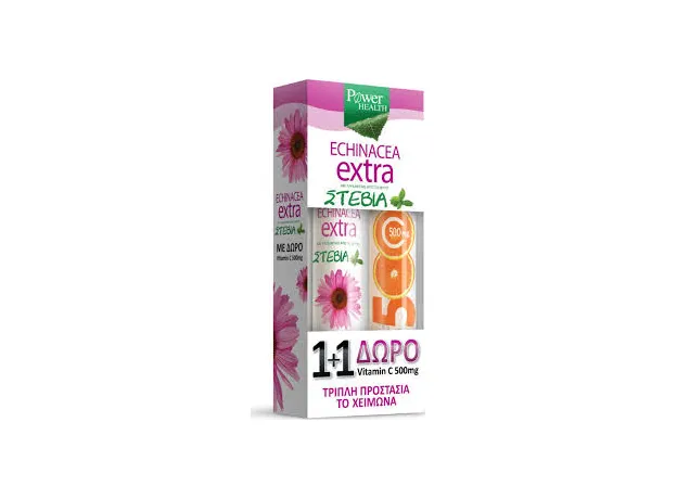 Power Health Echinacea Extra με Γλυκαντικό από Στέβια + Δώρο Vitamin C 500mg - Ενίσχυση άμυνας στο Pharmakeio Online